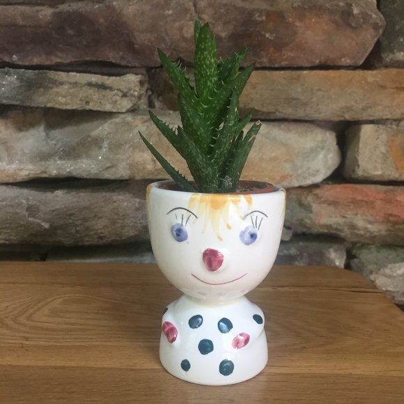 VTG Egg Cup Faces People MCM Japan Succulents Boho - Picture 8 of 9